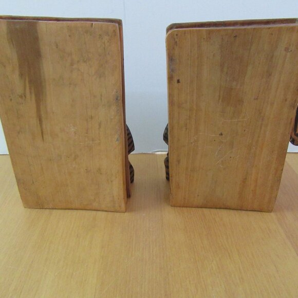 Vintage carved wood zebra & book bookends - library decor - AS IS - Picture 6 of 7